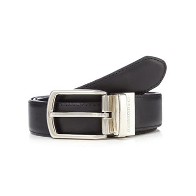 Black and brown leather reversible pin buckle belt